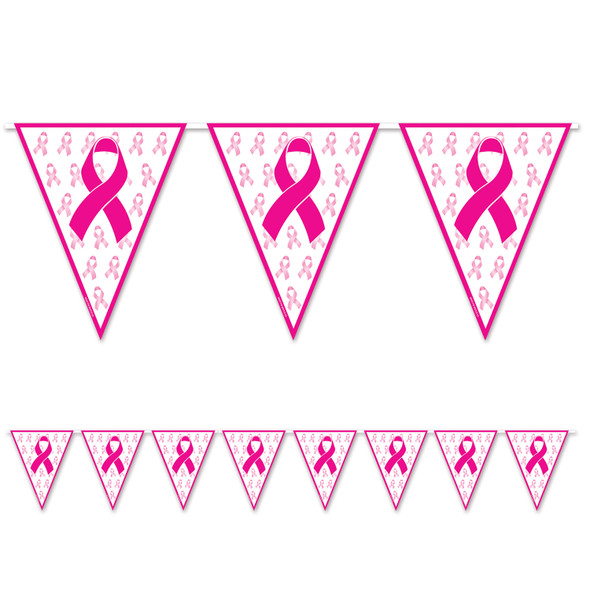 pink ribbon breast cancer awareness pennant banner