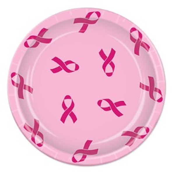 Pink ribbon awareness dinner plates