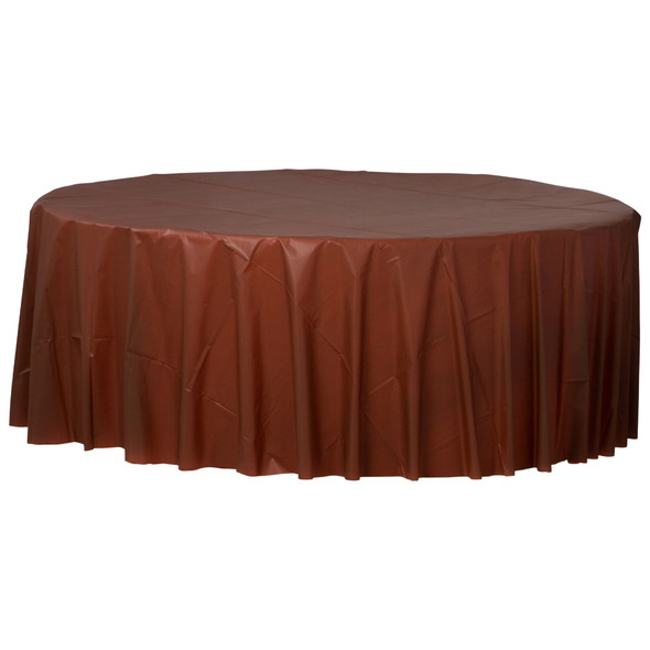 Round Plastic Tablecover Chocolate Brown