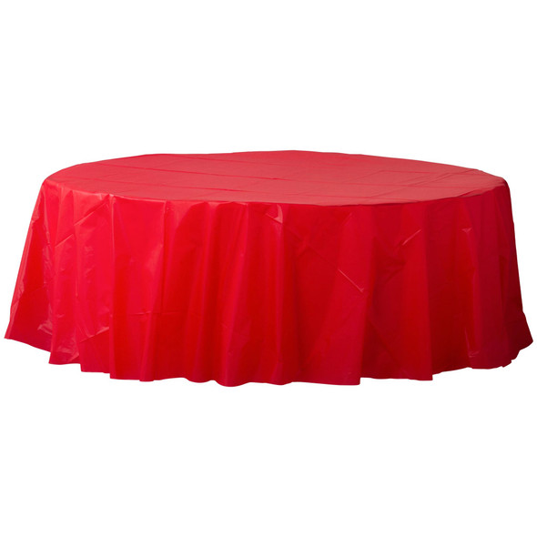 Round Plastic Tablecover Red