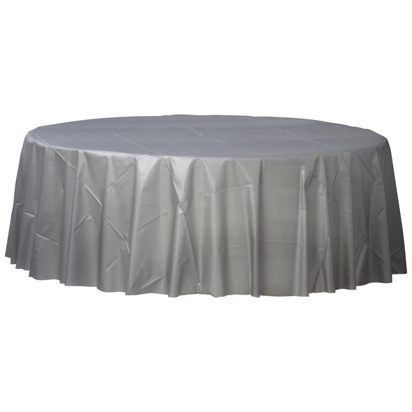 Round Plastic Tablecover Silver