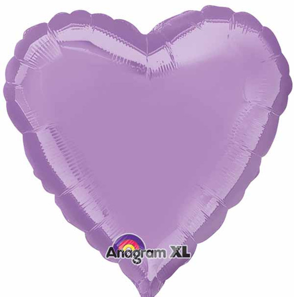 18" Heart Shaped Pearl Lavender Foil Balloon