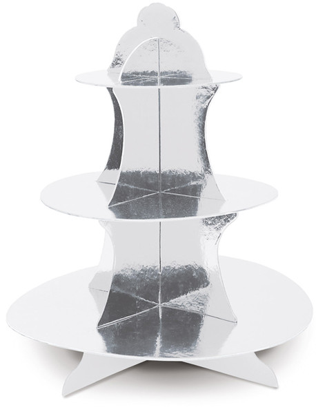 Metallic Silver Cupcake Stand Party Decor