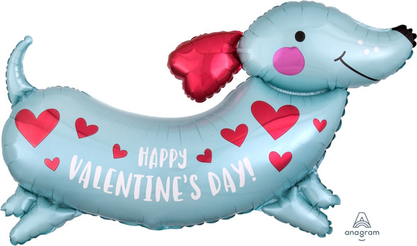 Valentine's Day Wiener Dog Foil Balloon