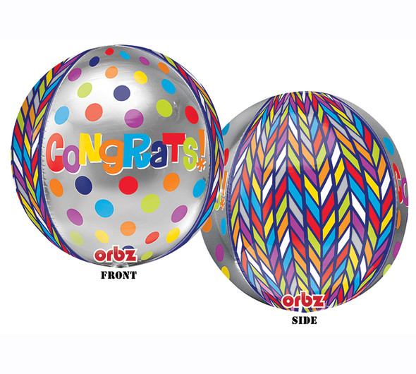 16" Orbz Congrats Polka Dots Colorful Round Balloon