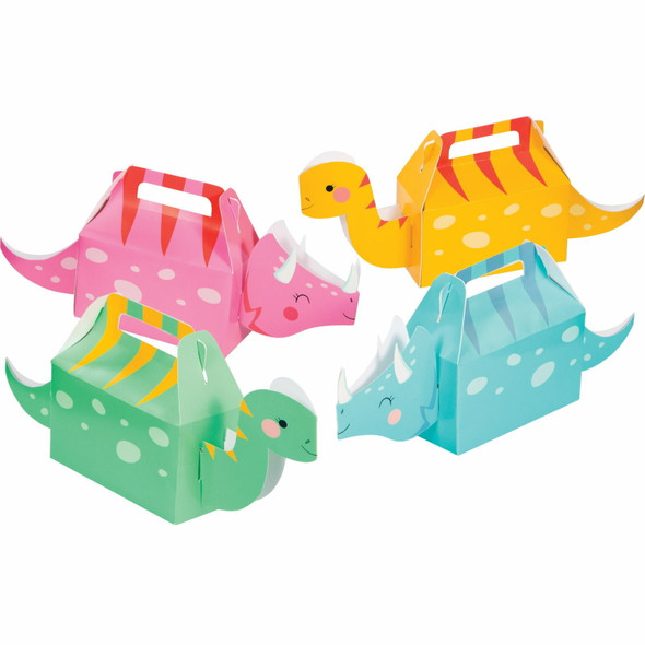 Girl Dino Party Cute Dinosaur Treat Boxes Party Favors 4/ct