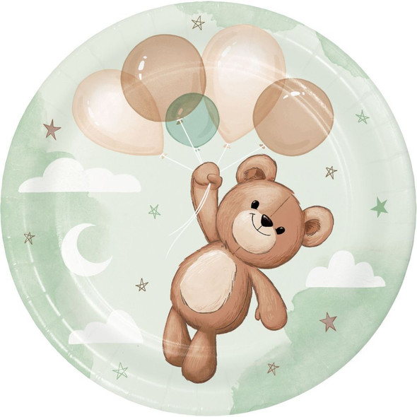 Teddy Bear Baby Shower 7" Paper Plates Tableware 8/ct