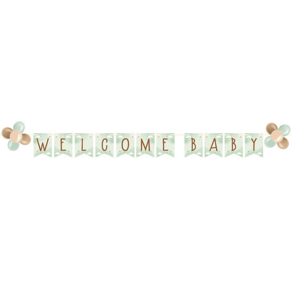Teddy Bear Baby Shower Welcome Baby Balloon Banner 6" x 8.5' Paper Decoration