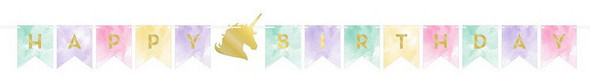 Unicorn Sparkle 'Happy Birthday' Foil Stamp Pennant Banner Party Decoration 1/ct