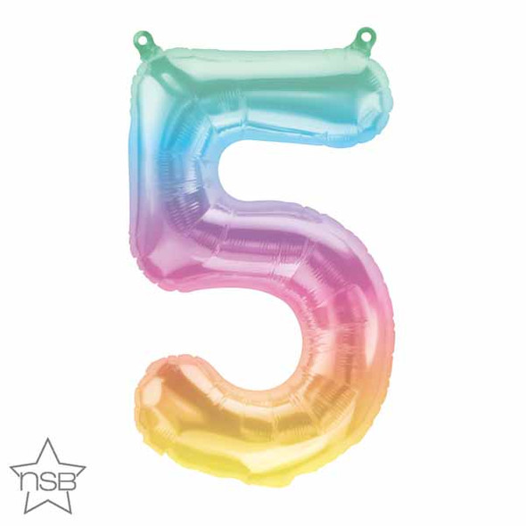 16" Air-Filled No. 5 Shape Foil Decor Jelly Ombre