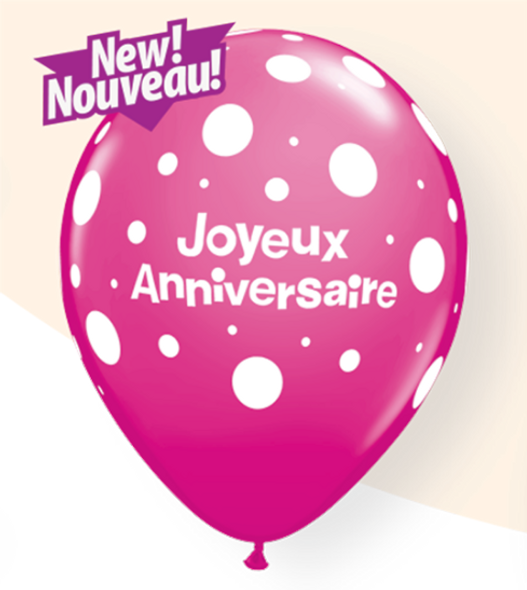 Joyeux Anniversaire Assorted Color Latex Balloon