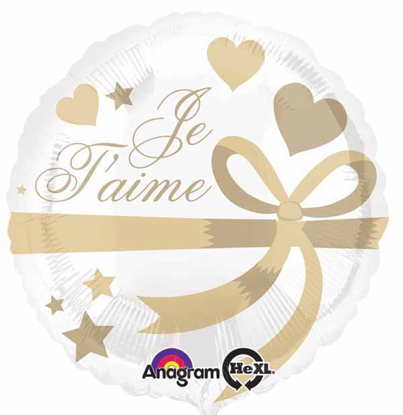 Je T'aime Gold & White Foil Balloon