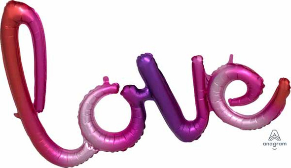 Air-Filled 31" Love Ombre Script Phrase Foil Balloon Decor