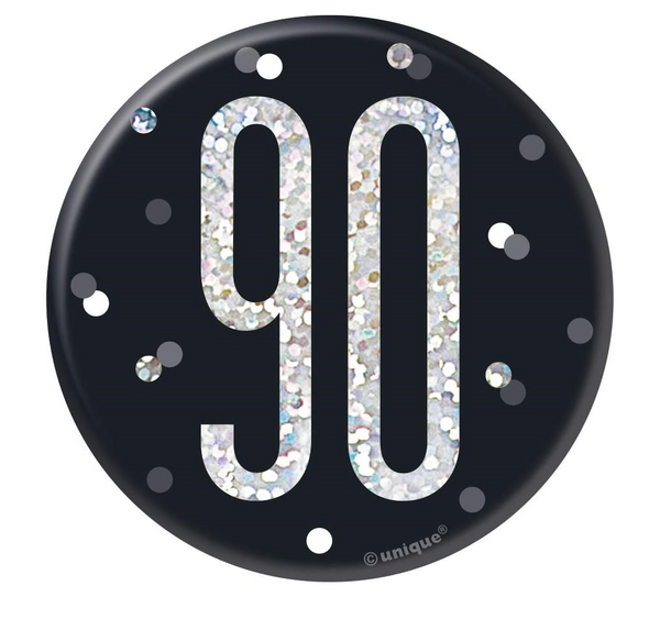 Number 90 pin on badge black