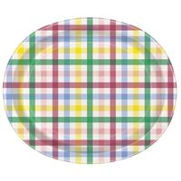 Spring Gingham Oval Plates  8ct