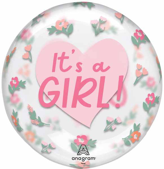 Crystal Clearz It's A Girl Floral Balloon