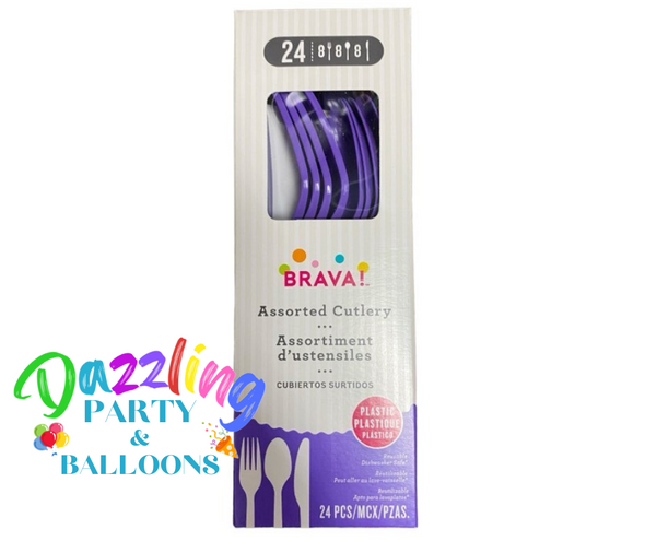 Reusable Plastic Cutlery Purple