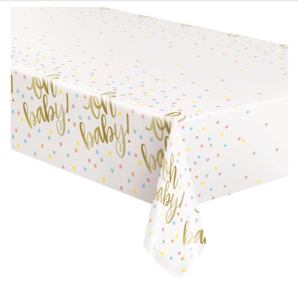 IN Gold Baby Shower Rectangular Plastic Table Cover  54" x 84