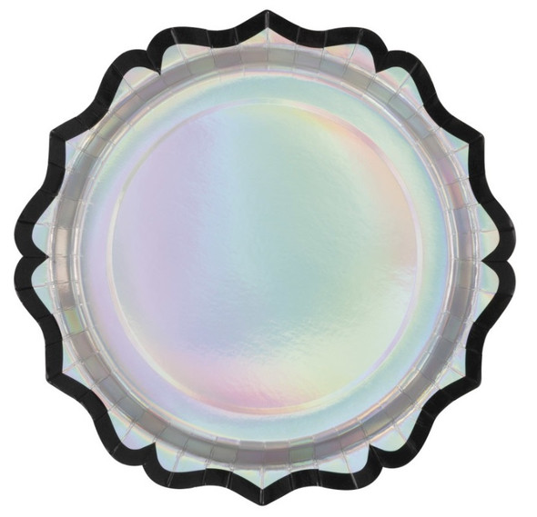 Iridescent Hauntings Scalloped Shaped 9.25" Dessert Plates  8ct - Iridescent Foil Stamping