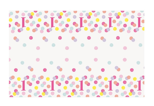 Pink Dots 1st Birthday Rectangular Plastic Table Cover