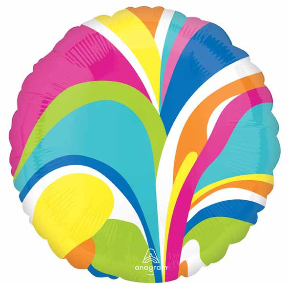 Vibrant Multi Macro Marble Round Foil Balloon