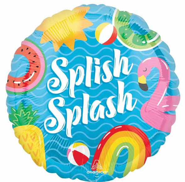 Pool Party Splish Splash 18" Round Foil Balloon