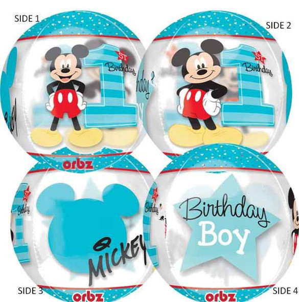 See-Thru Mickey Mouse Orbz 1st B-Day Balloon