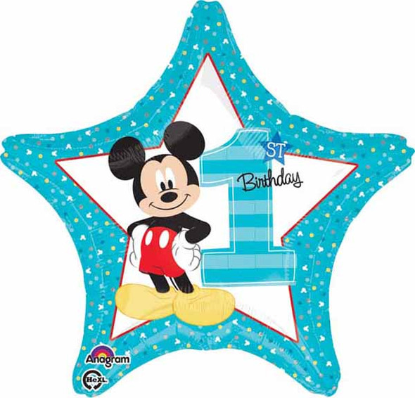 1st Birthday Mickey Mouse Blue Foil Balloon