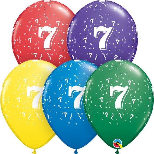 7th Birthday Or Anniversary Latex Balloons Assorted Colors