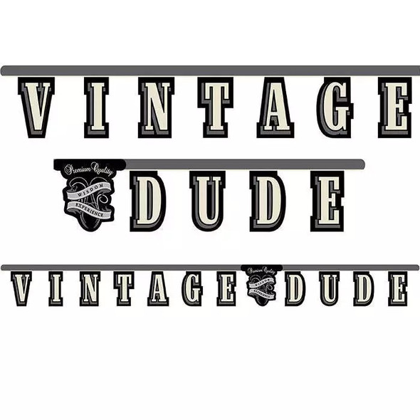 Vintage Dude Jointed Banner 7" x 8' Paper Adult Birthday Party Decorations