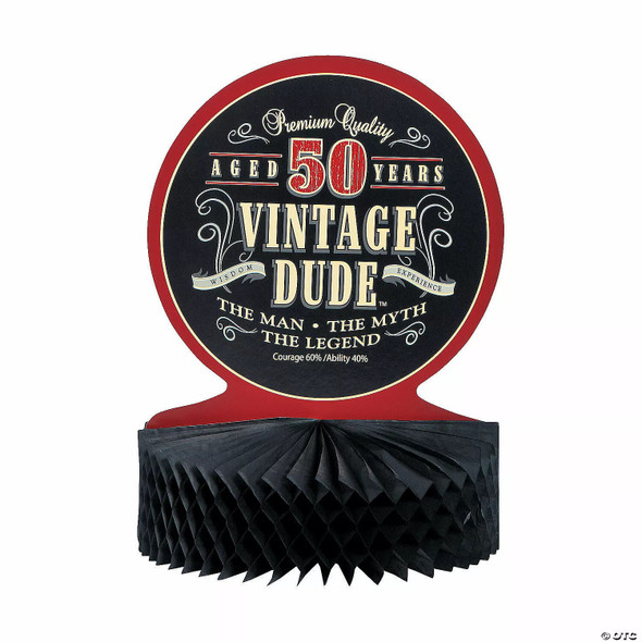 Vintage Dude 50th Birthday Honeycomb Centerpiece 13" Paper The Man Myth Legend