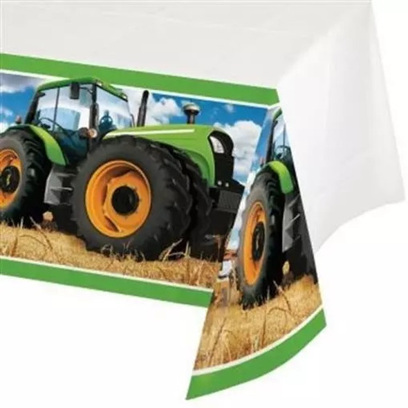 Tractor Time Plastic Banquet Tablecloth Farm Birthday Party Decoration 1/CT