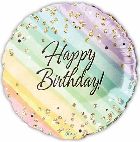 Happy Birthday Pastel Sparkle 18" Foil Balloon