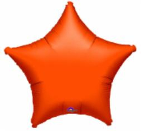 19" Star Shaped Solid Color Foil Balloon Orange