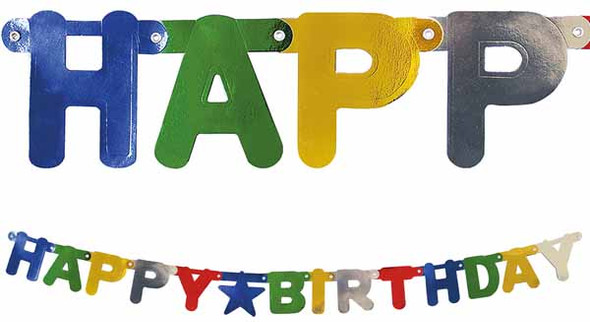 Metallic Foil Paper Happy Birthday Jointed Banner Metallic Foil Paper Happy Birthday Jointed Banner