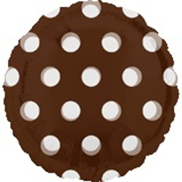 18" Round Polka Dotted Brown Foil Balloon
