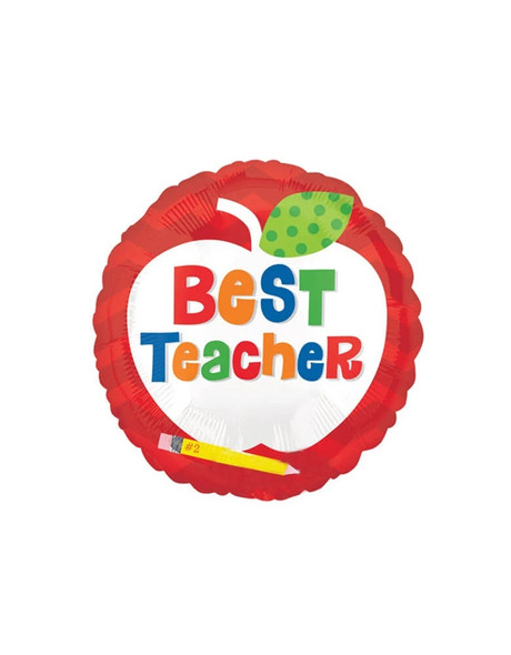 18" Round Best Teacher Apple Foil Balloon