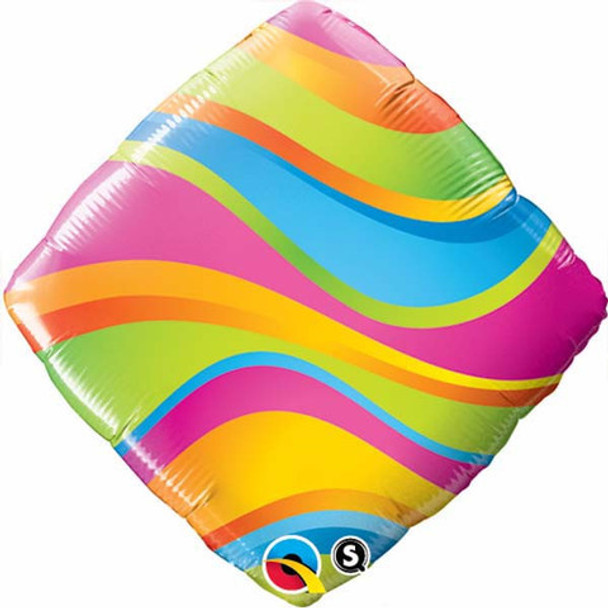 Blue Pink Lime Yellow Wavy Striped balloon