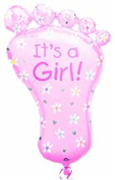 It's  A Girl Baby Footprint Shaped Balloon Pink