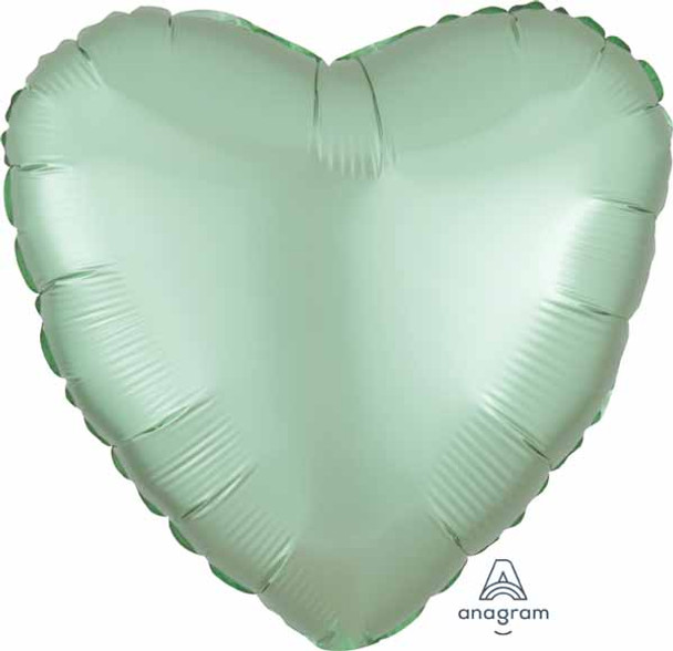18" Heart Satin Luxe Mint Green Foil Balloon