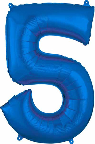 16" Air-Filled No. 5 Shape Foil Balloon Decoration Blue