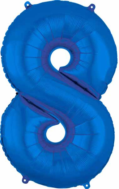 16" Air-Filled No. 8 Shape Foil Balloon Decoration Blue