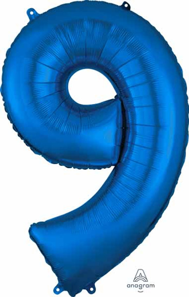 16" Air-Filled No. 9 Shape Foil Balloon Decoration Blue