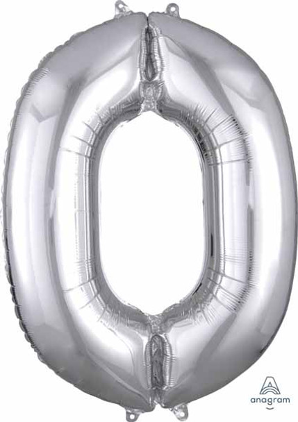 16" Air-Filled No. 0 Shape Foil Balloon Decoration Silver