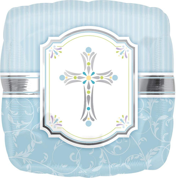 Anagram 18" Baby Blue Communion Blessings Square Foil Balloon Party Decor