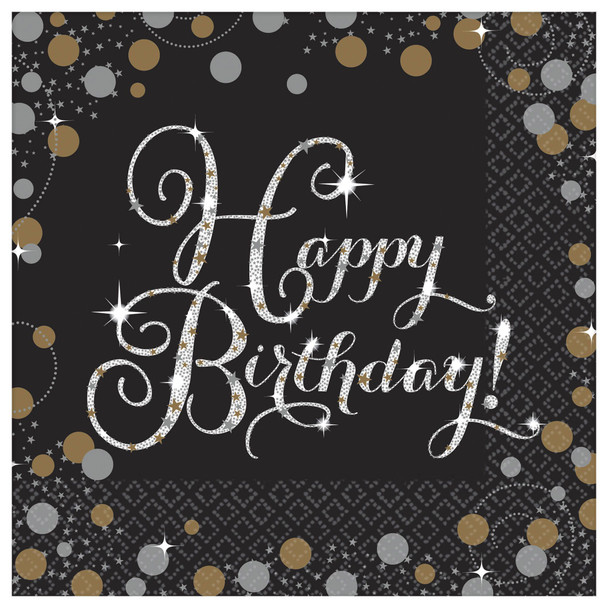 Sparkling Celebration Happy Birthday Luncheon Napkins 16 Pack