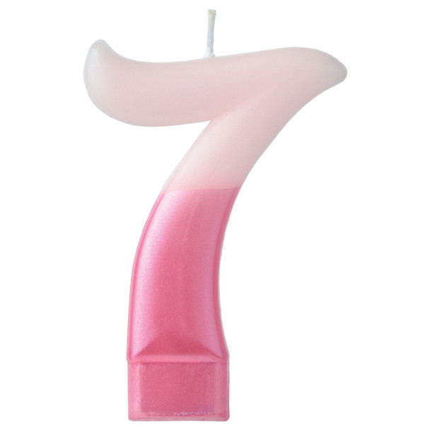 Pink Metallic Numeral Birthday Party Cake Candle #7 Number Seven