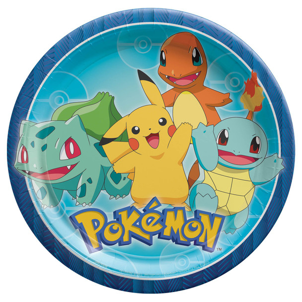 Pokemon Pikachu Round Birthday Party Dinner Plates