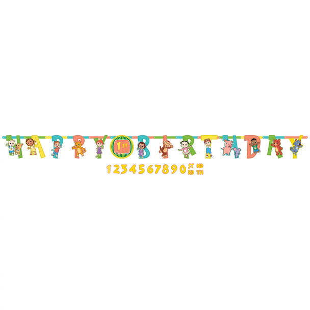 Cocomelon Customizable Jumbo Birthday Pennant Banner Kit