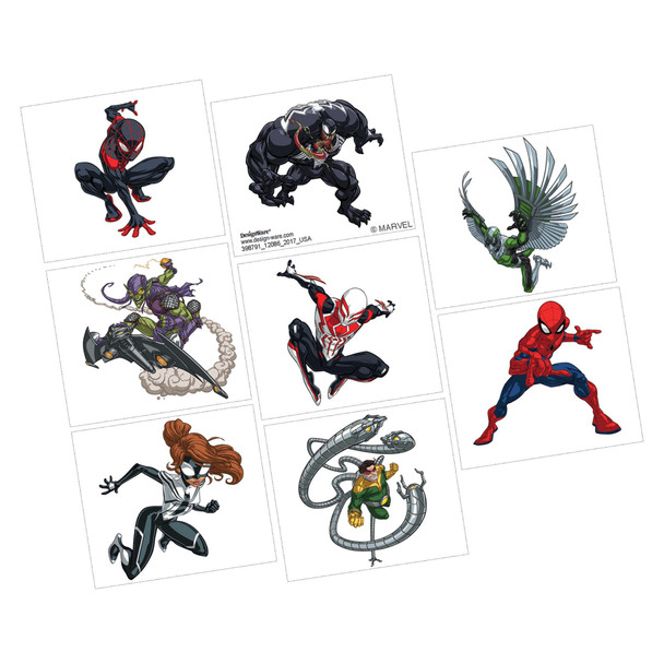 Marvel Spider-Man Birthday Temporary Tattoos Party Favor Pack of 8